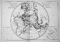 Mappe Monde Sur un Plan Horisontal,  Situe a 45d de Latitude Sud. Hemisphere Occidental