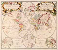 Mappe Monde qui represente les deux Hemispheres