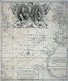 A New Map or Chart of the Western or Atlantic Ocean, with part of Europe Africa & America: Showing the Course of the Galleons, Flota &c. to and from the Weft Indies