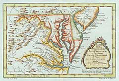 Carte de la Virginie, de la Raye Chesapeack, et Pays Voisins