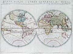 Mappe-Monde, ou Carte Generale du Monde; Dessignee en deux plan-Hemispheres Par le Sr. Sanson d'Abbeville, Geographe Ordinare de sa Majeste