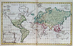 Mappe Monde suivant la Projection des cartes reduites
