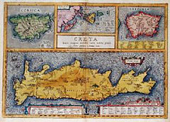 Creta Iovis Magni, Medio Iacet Insula Ponto ... [on sheet with] Corsica [and] Insulae Maris Ionii [and] Sardinia