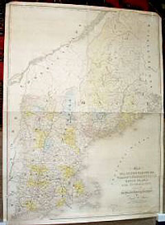 Map of Maine, New Hampshire, Vermont, Massachusetts, Rhode Island and Connecticut Exhibiting the Post Offices, Post Roads, Canals, Railroads, etc