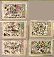[Set of World and four continent maps]